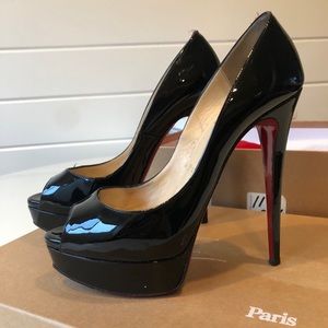 Christian Louboutin Black Lady Peep Patent Black